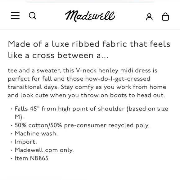 MADEWELL Long Sleeve Henley Midi Dress in Heather Rusted Red - Picture 10 of 10